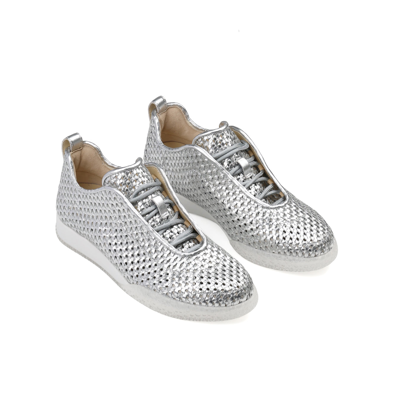 women's silver leather sneakers at 4CCCCEES