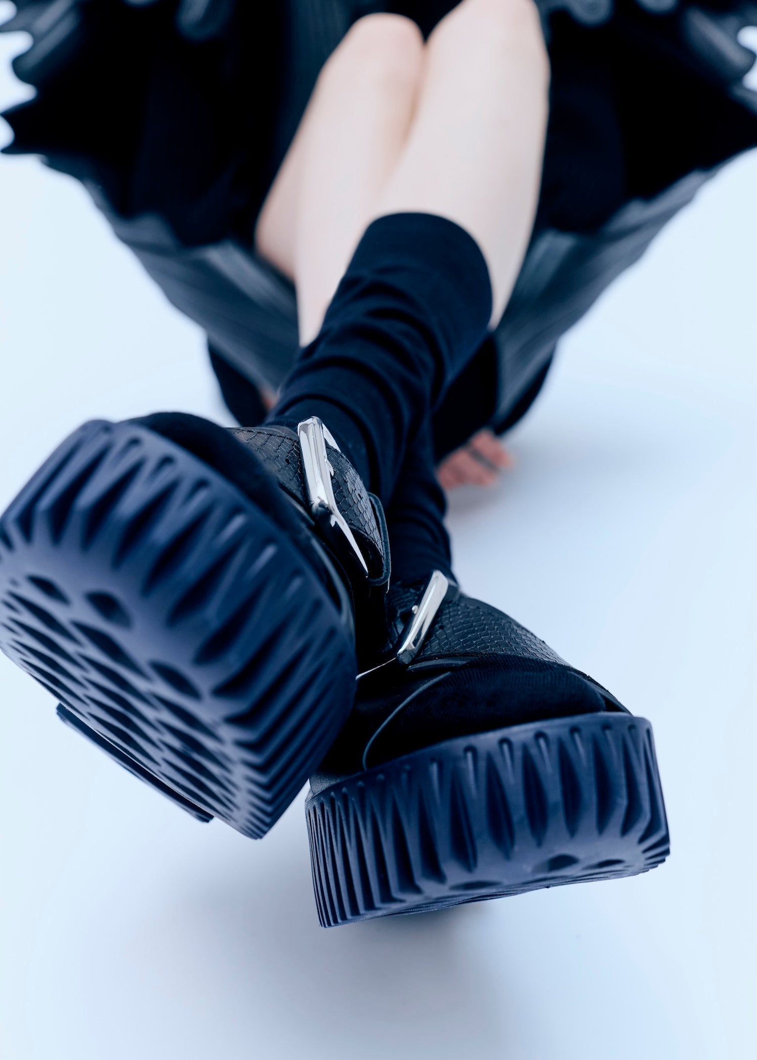 Black leather cross-strap sandals from 4CCCCEES