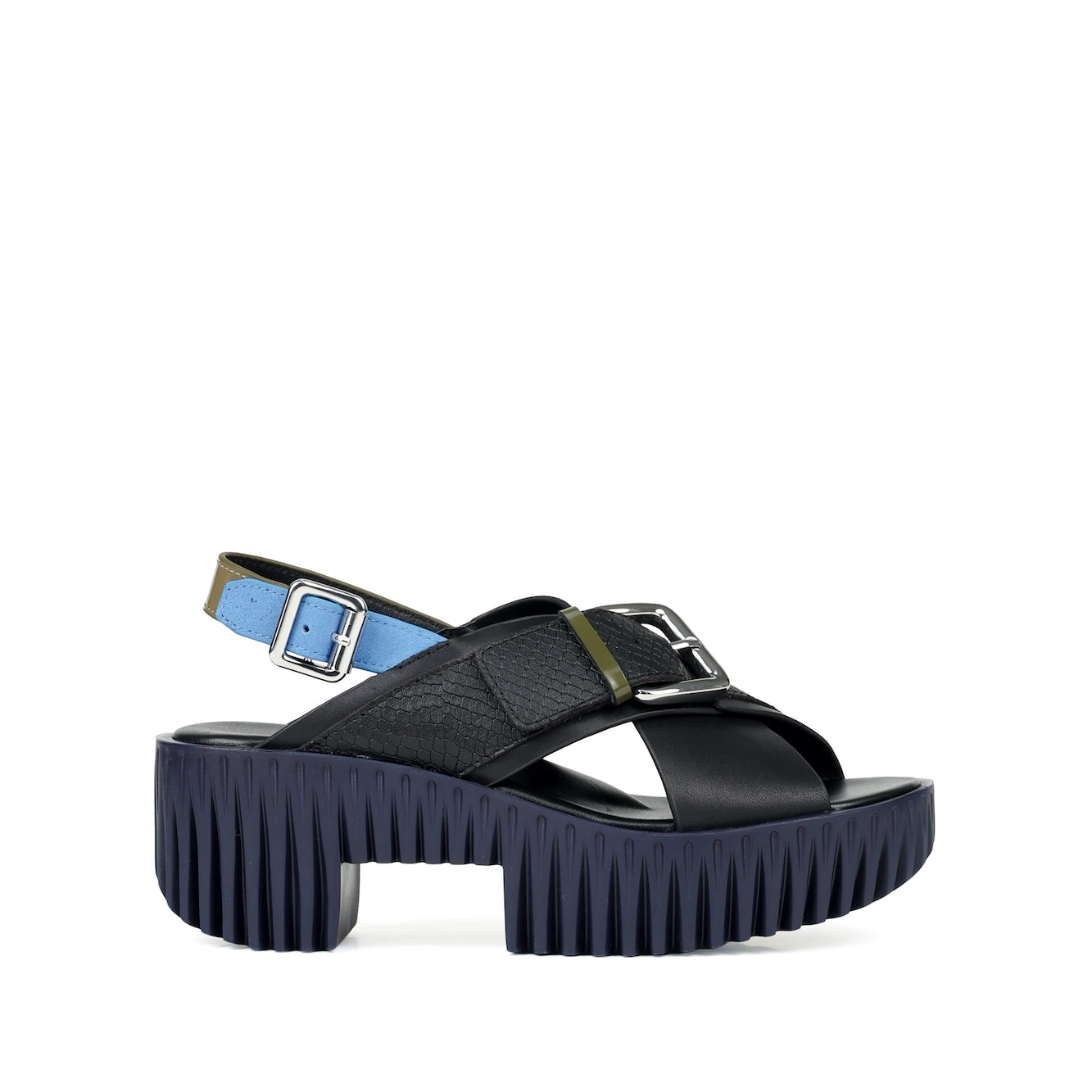 Black leather cross-strap sandals from 4CCCCEES