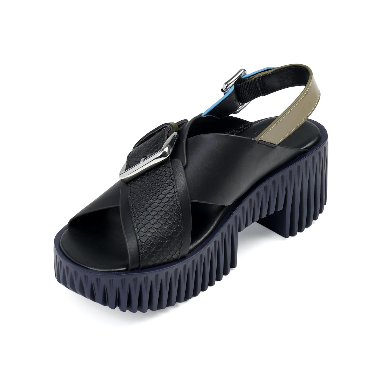 Black leather cross-strap sandals from 4CCCCEES