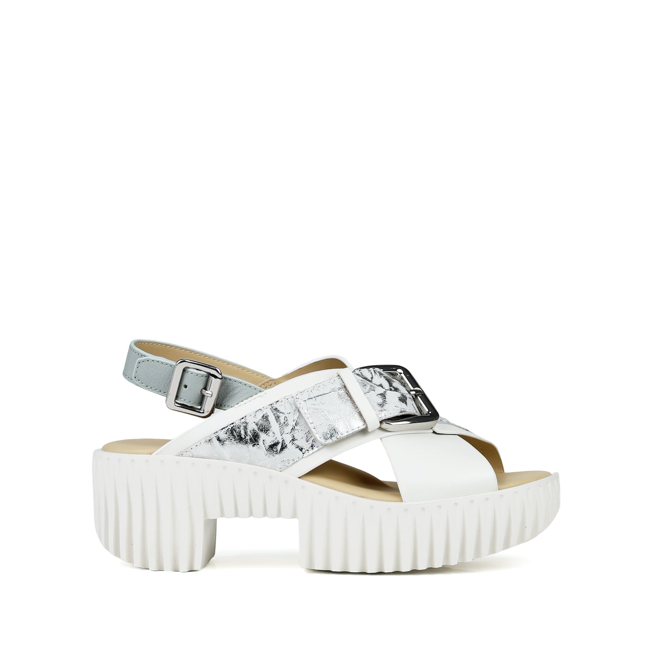 White leather cross-strap sandals from 4CCCCEES