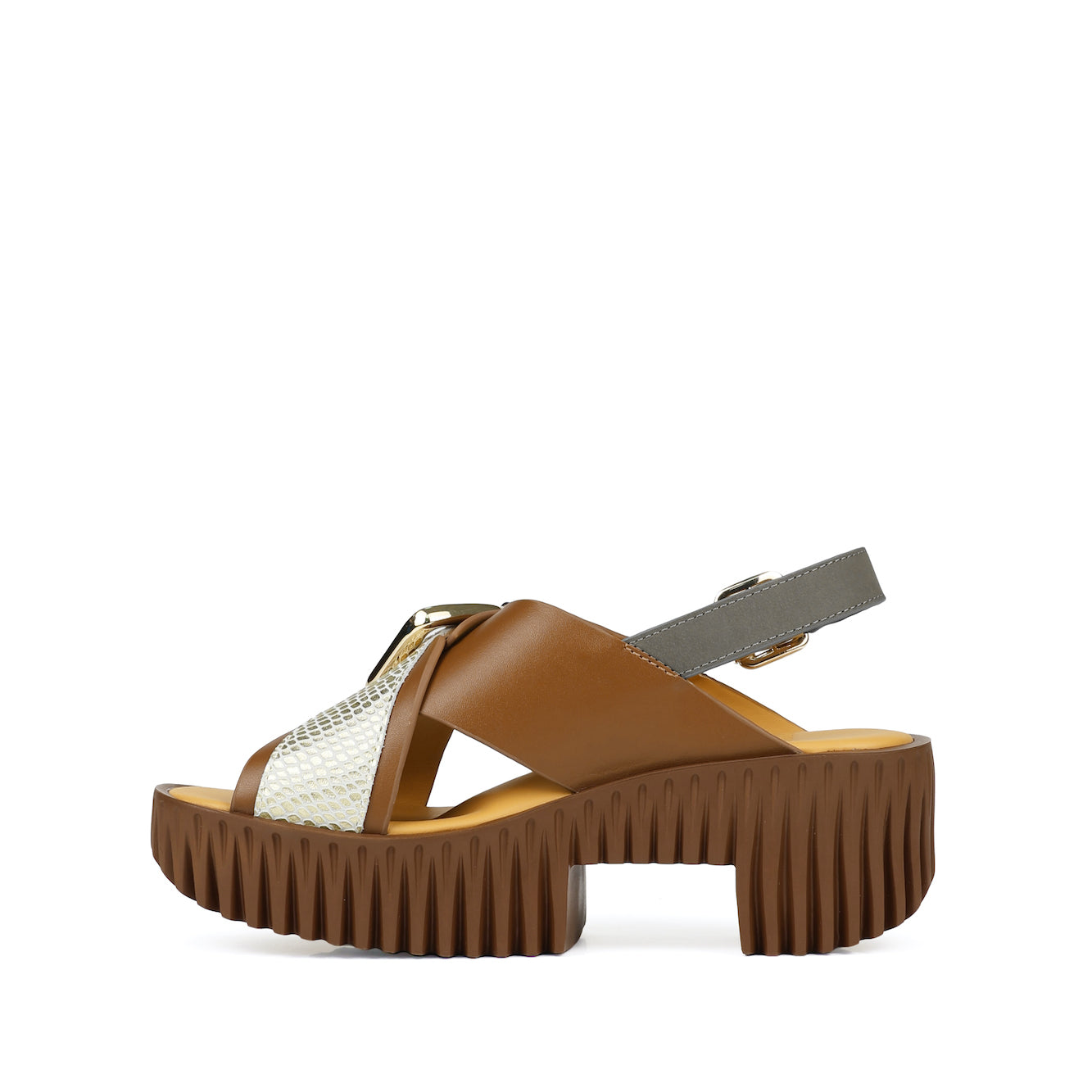 Brown leather cross-strap sandals from 4CCCCEES