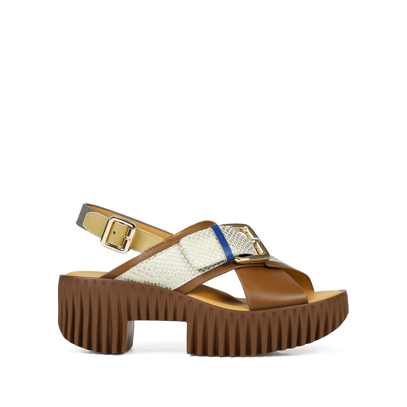 Brown leather cross-strap sandals from 4CCCCEES