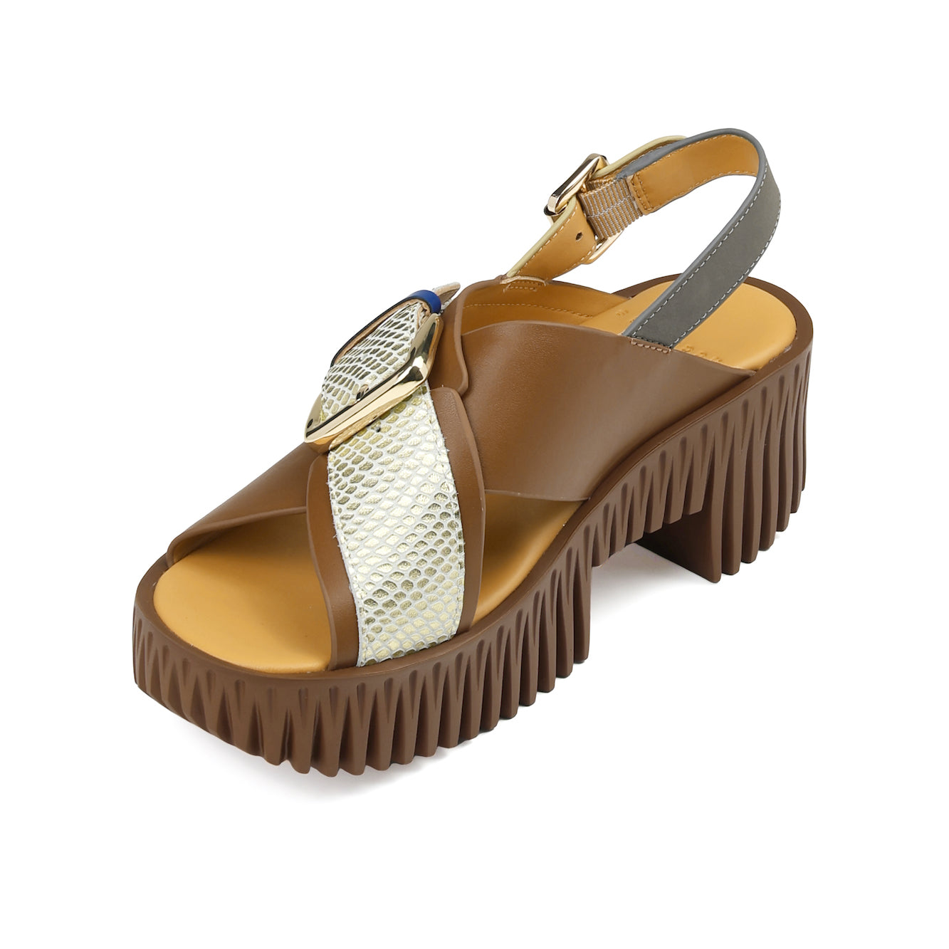 Brown leather cross-strap sandals from 4CCCCEES