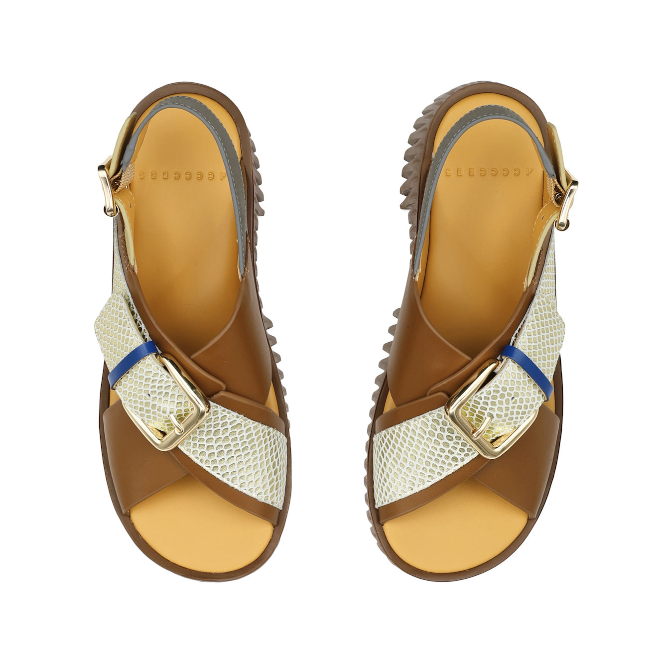 Brown leather cross-strap sandals from 4CCCCEES