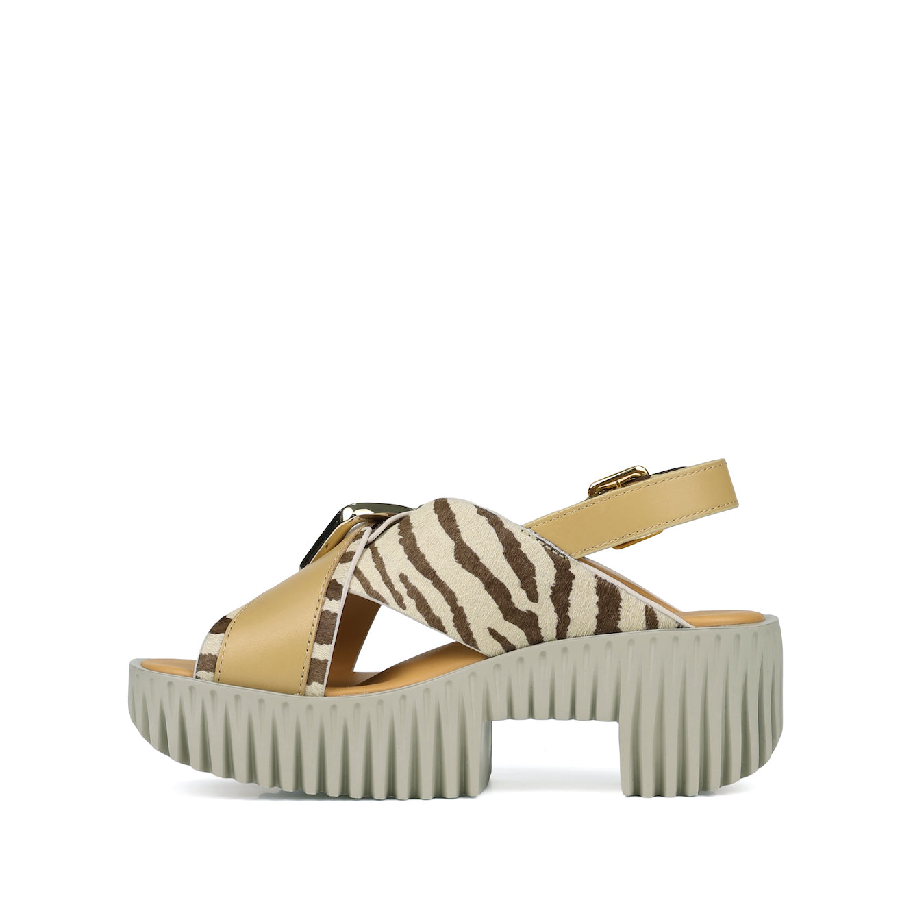 Zebra printed leather cross-strap sandals from 4CCCCEES