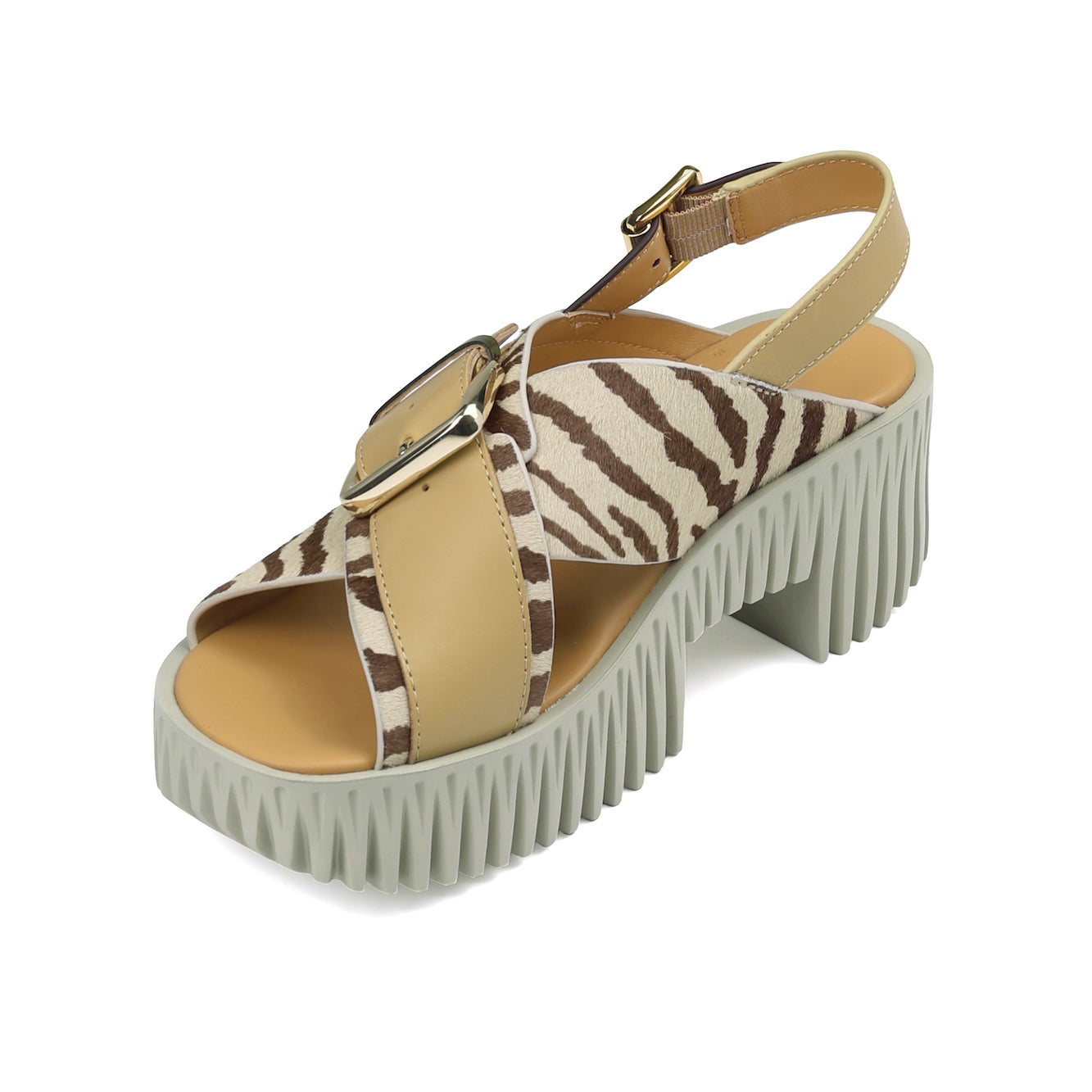 Zebra printed leather cross-strap sandals from 4CCCCEES