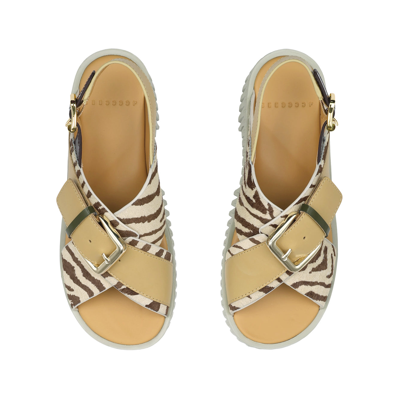 Zebra printed leather cross-strap sandals from 4CCCCEES