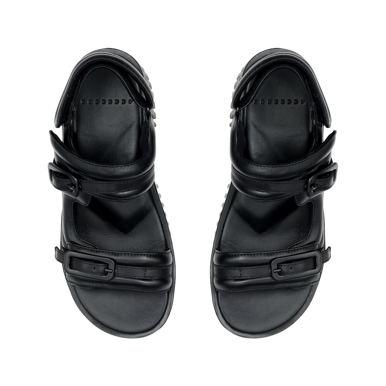 Refined women's platform sandals in black leather