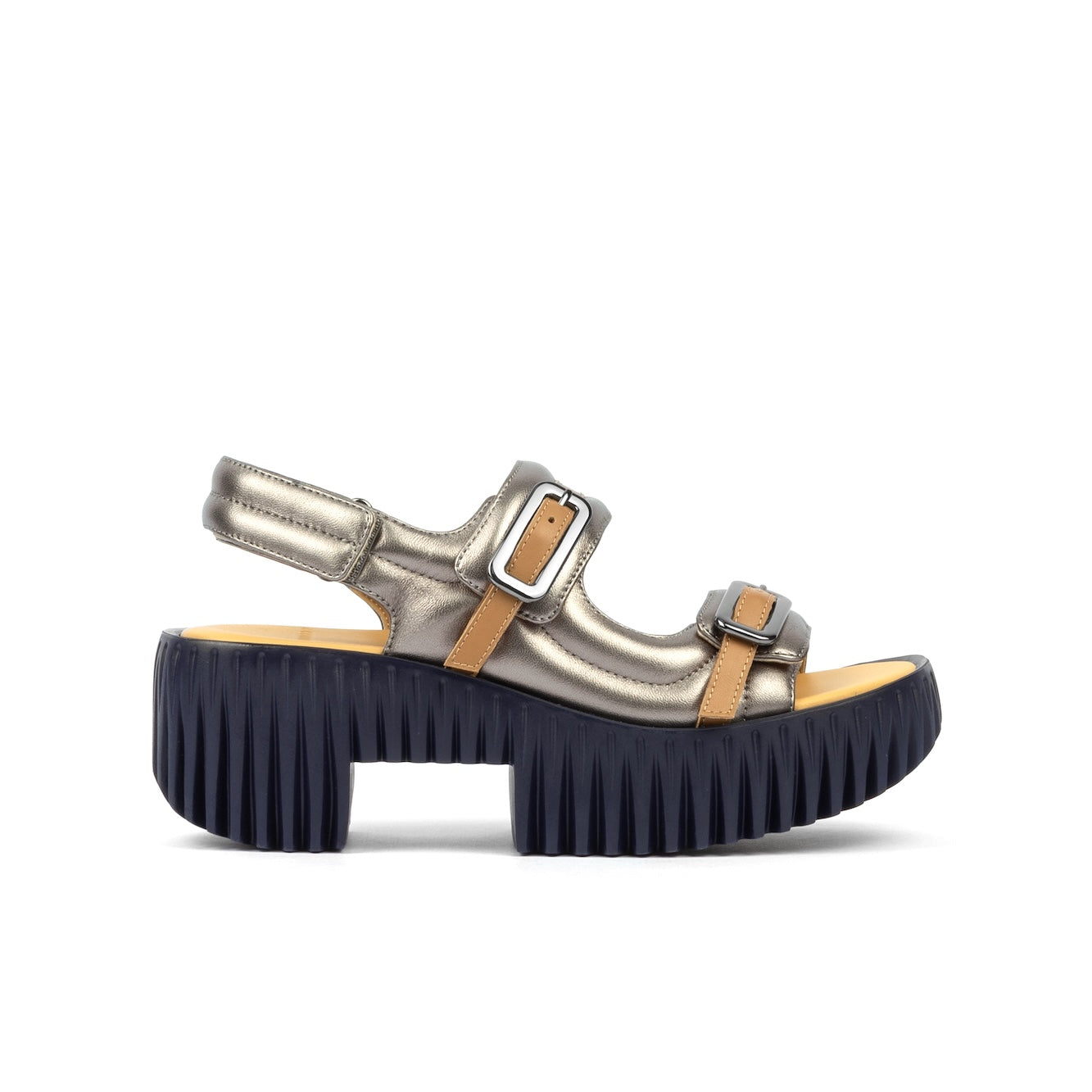 Metallic leather winter sandals for women at 4CCCCEES