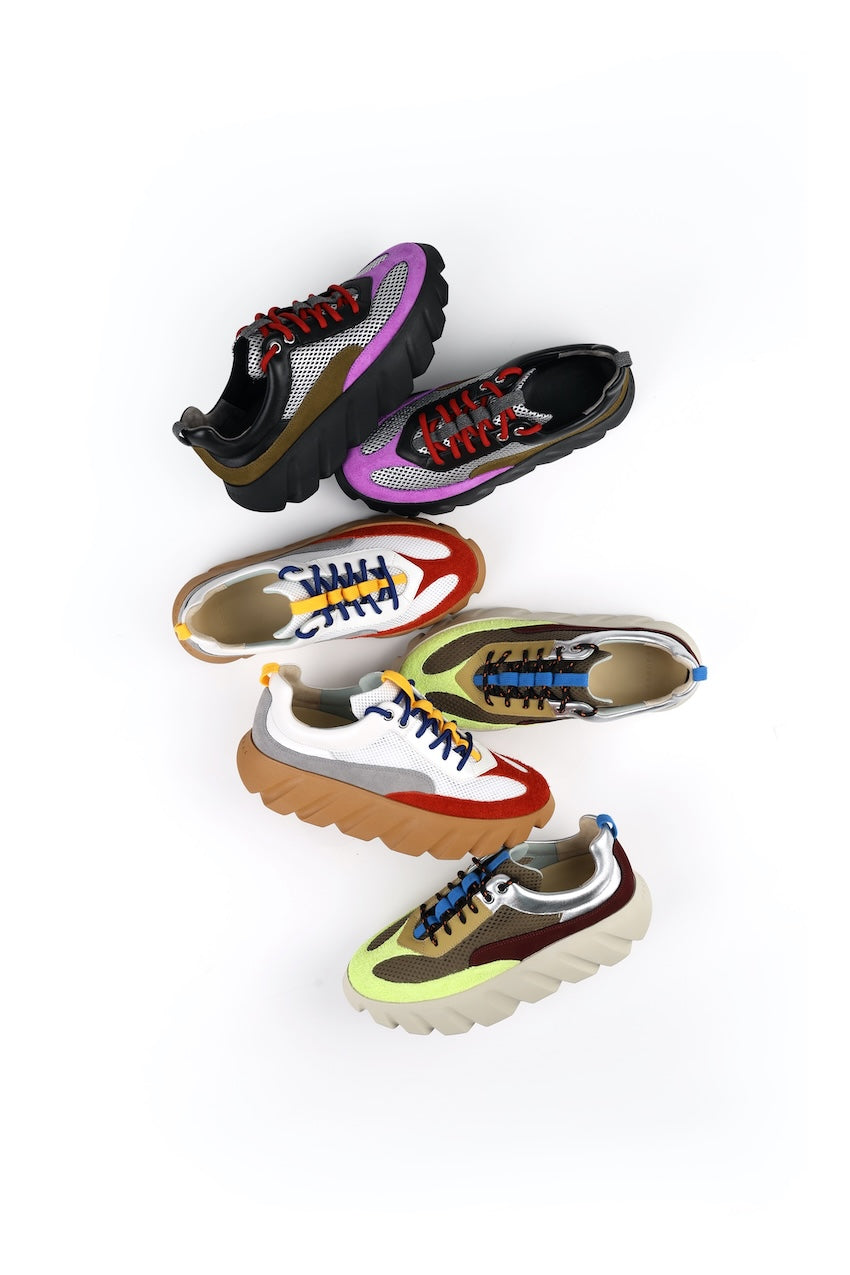 Premium khaki leather summer sneakers at 4CCCCEES