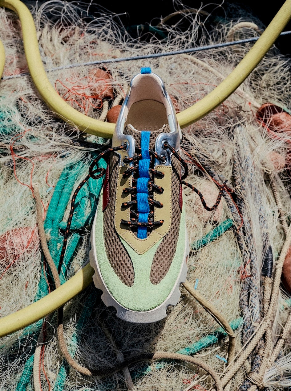 な*ち様 argue organiccotton cupra flow Tshi Premium khaki leather summer sneakers at 4CCCCEES